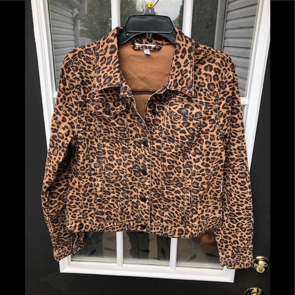 Time and Tru Jackets & Blazers - Leopard print  button down jean jacket